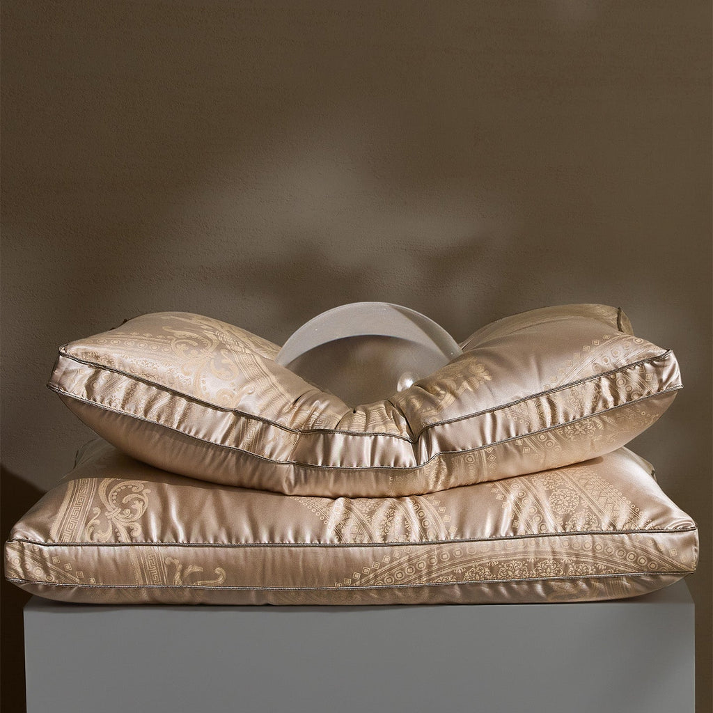 95% White Goose Down Dual-Core Pillow | Jacquard Cover, Breathable & Pressure-Relief for Deep Sleep