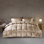 95% Polish Goose Down Luxury Quilt | Jacquard Weave, Hotel-Grade Warmth for Cold Air-Con Retreats