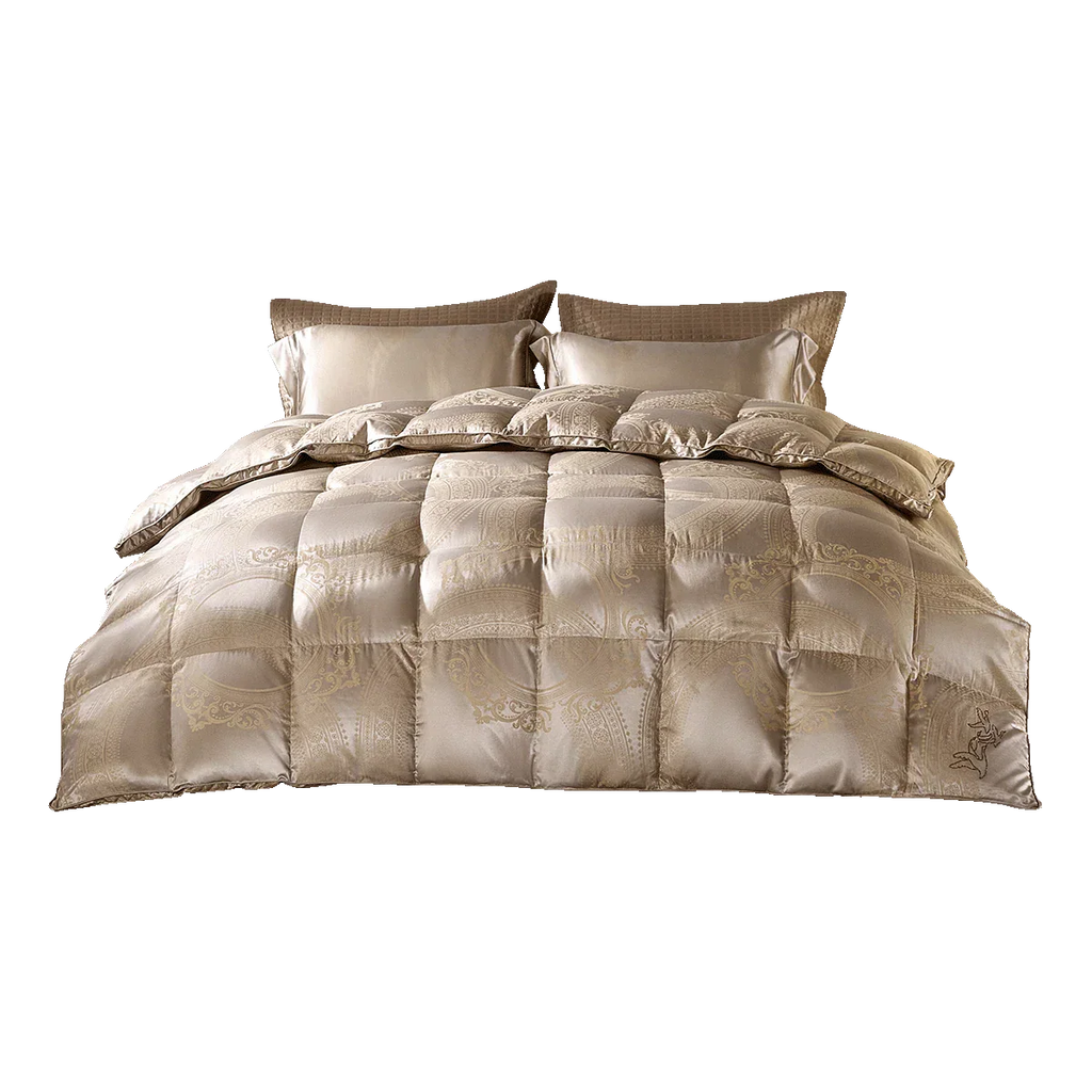 95% Polish Goose Down Luxury Quilt | Jacquard Weave, Hotel-Grade Warmth for Cold Air-Con Retreats
